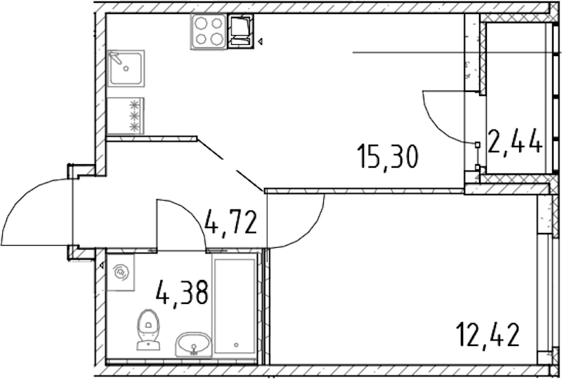 1-комнатная квартира 36.82 м², 8/17 эт., ЖК «Город Первых»